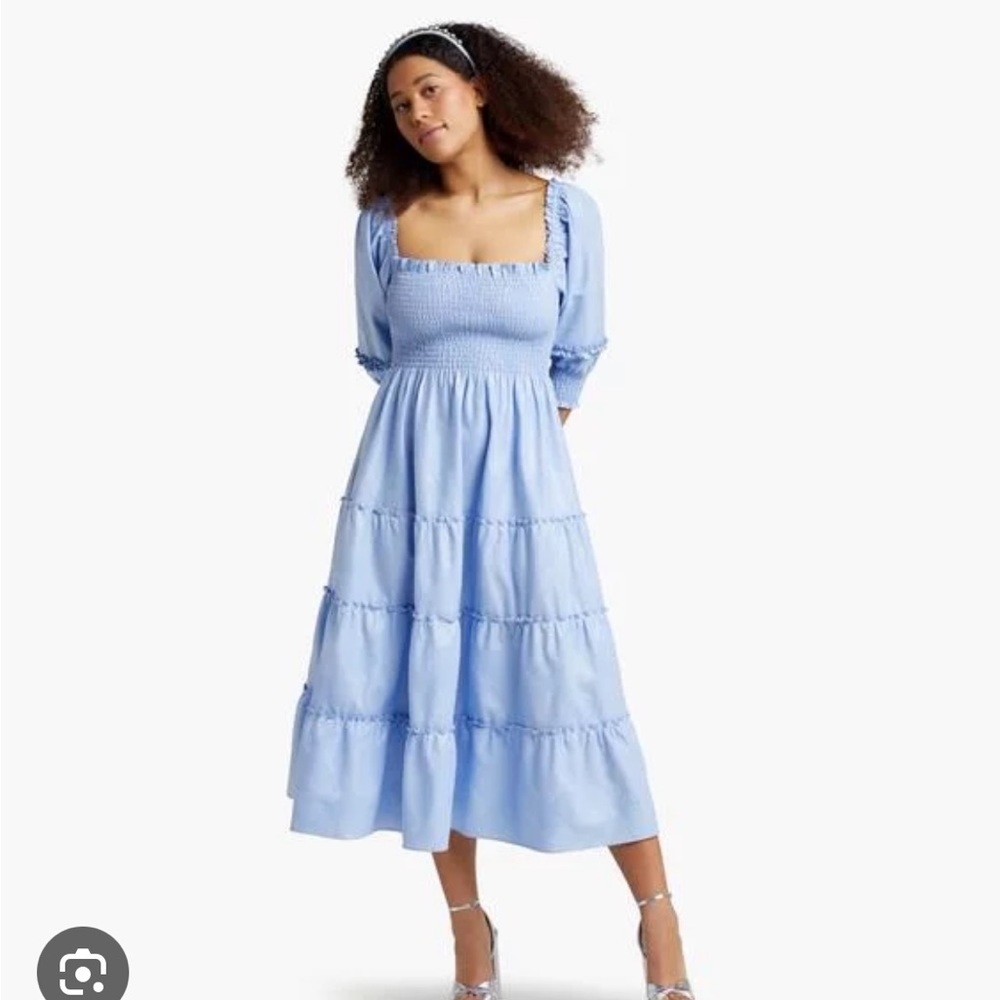 Hill House Nesli Nap Dress in blue glitter check - no longer made